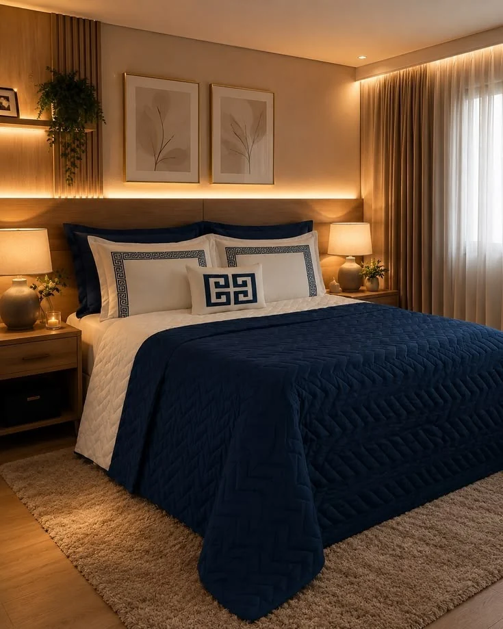 Quarto confortável com cama e colchão em destaque